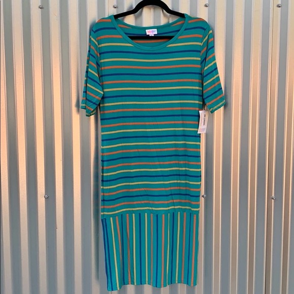 NWT Lularoe Julia Striped Day Dress XL - Picture 1 of 8